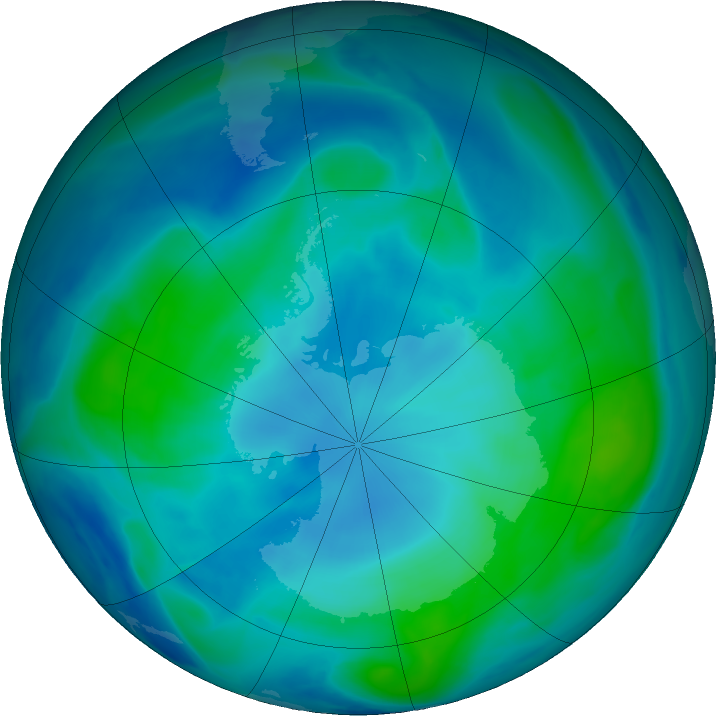 Antarctic ozone map for 12 February 2022